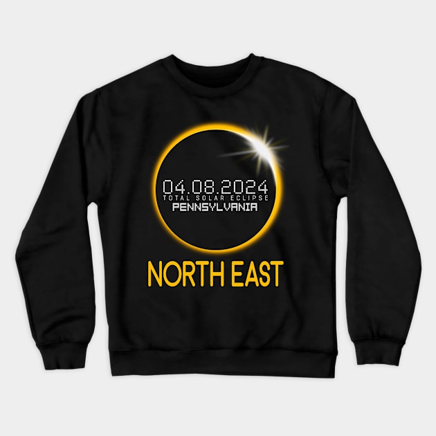 NORTH EAST Pennsylvania Total Solar Eclipse April 8 2024 Crewneck Sweatshirt by TeeaxArt